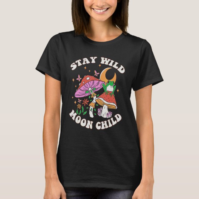 Camiseta Conjunto de cogumelo de rã criança lua selvagem re (Frente)