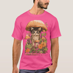 Camiseta Conjunto de Cogumelo Floral Estético de Gato Cotta