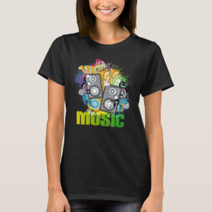 Camiseta Conjunto de DJ Ghettoblaster de Auto-falante de Mú
