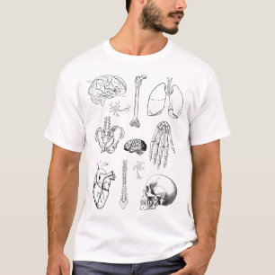 Camiseta Conjunto de Ilustrações Médicas Antigas de Anatomi