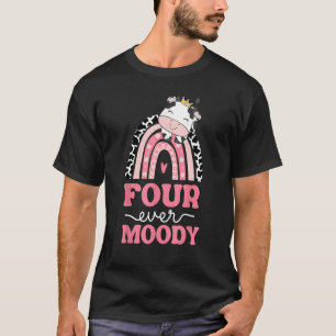 Camiseta Conjunto de Impressão de Vaca de 4º Aniversário Qu