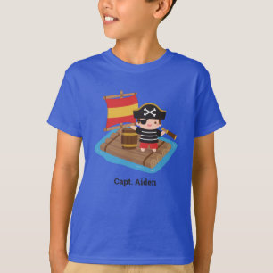 Camiseta Conjunto de menino pirata fofo zarpa jangada de ma