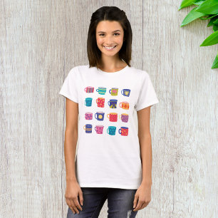 Camiseta Conjunto de Mug de Café com Padrão Colorido