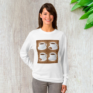 Camiseta Conjunto De Mulheres De Café De Capa Longa