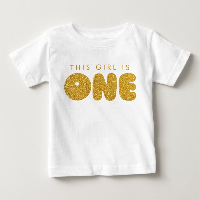 Camiseta Conjunto de Primeiro Aniversário de Menina Bebê Do (Frente)