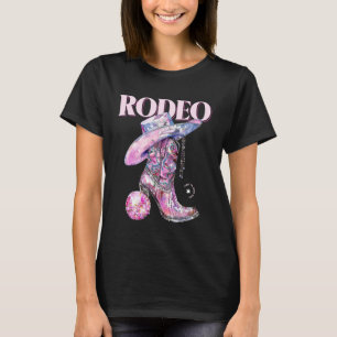 Camiseta Conjunto de Rodeio de Cowgirl Country em Rosa Disc