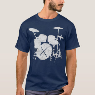 Camiseta Conjunto de tambores de música com palitos de tamb