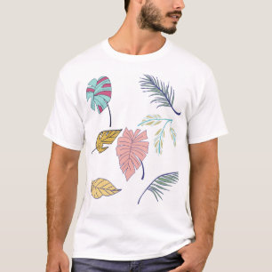 Camiseta Conjunto de vetores de Folha Tropical.