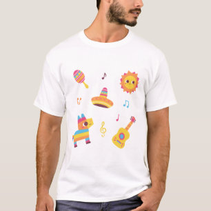 Camiseta Conjunto Divertido de Festa, Maraca, Sol, Chapéu S