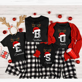 Camiseta Conjuntos de Natal da Família Monogramas