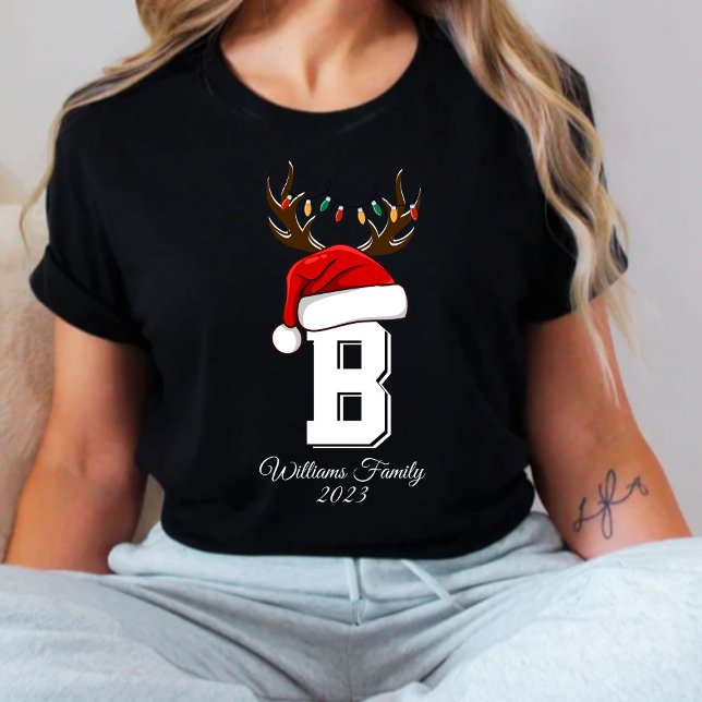 Camiseta Conjuntos de Natal da Família Monogramas (Criador carregado)