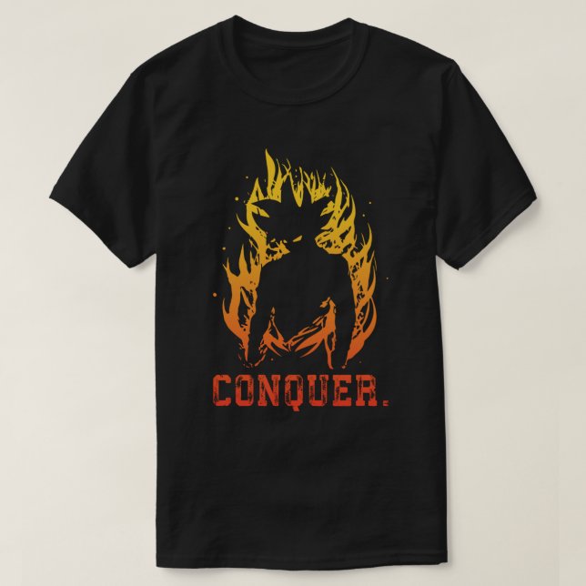 Camiseta CONQUER - Anime Gym Motivational (Frente do Design)