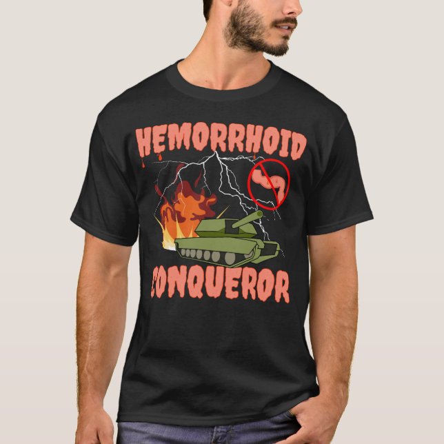 Camiseta Conquistador Hemorroide I Sobreviveu A Hemorroidas (Frente)