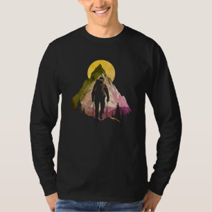 Camiseta Conquiste o Pico Silhueta do Montanhista Ousado da