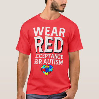 Camiseta Consciência Autismo Abril Vestir Aceitação Vermelh