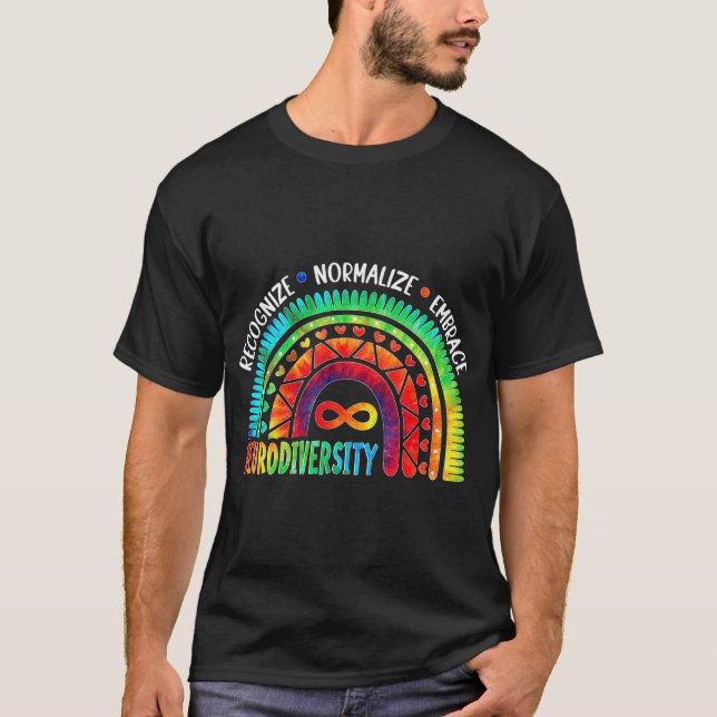 Camiseta Consciência Autismo Mês Neurodiversidade Rainbow T (Frente)