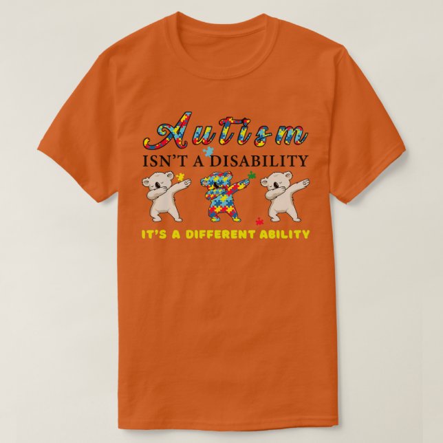 Camiseta Consciência Autismo não é uma deficiência é difere (Frente do Design)