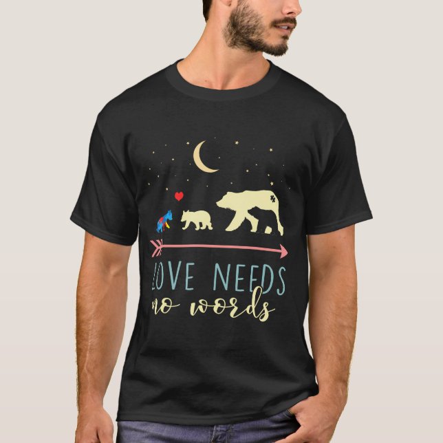 Camiseta Consciência Autismo - O Amor Do Urso Da Mamãe Não  (Frente)