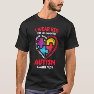Camiseta Consciência Autista Eu Visto Vermelho Para Minha Q