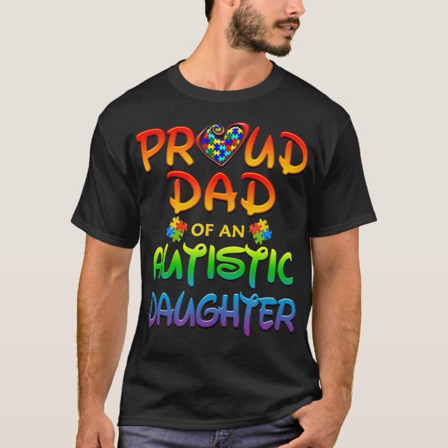 Camiseta Consciência Autista Pai Orgulhoso Da Filha Autista (Frente)