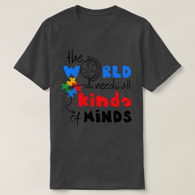 Camiseta Consciência Autista Todos Os Tipos De Mentes Supo  (Frente do Design)