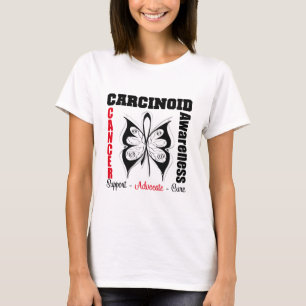 Camiseta CONSCIÊNCIA Carcinoid da fita da borboleta do