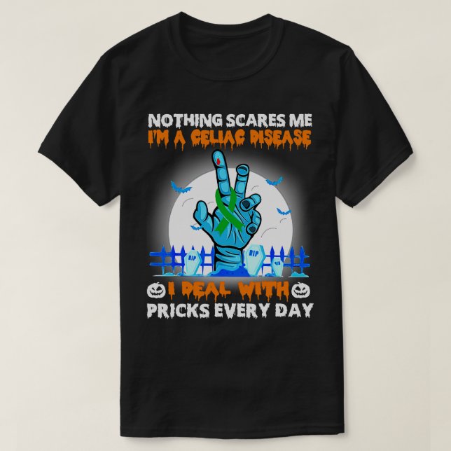 Camiseta Consciência da doença celíaca Nada me assusta Feli (Frente do Design)