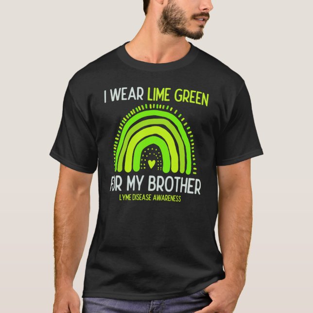 Camiseta Consciência da doença de Lyme Eu Visto Verde limão (Frente)