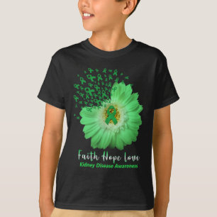 Camiseta Consciência da Doença Renal Fé Esperança Amor Fita