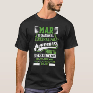 Camiseta Consciência da paralisia cerebral Mês de março Bra