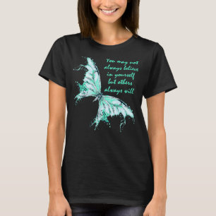 Camiseta Consciência da saúde mental da borboleta verde da 