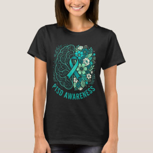 Camiseta Consciência da saúde mental ptsd cérebro e floral 