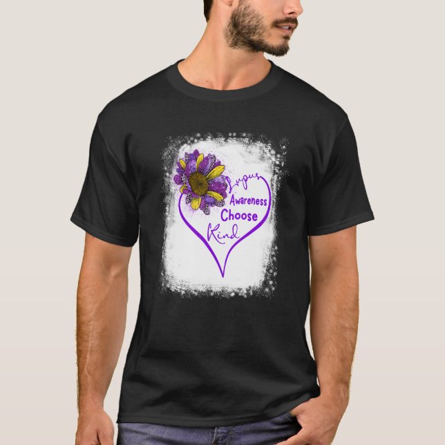 Camiseta Consciência de Lúpus Roxo Escolhe Leopardo Coração (Frente)