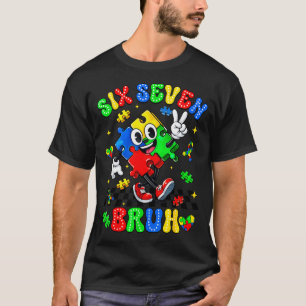 Camiseta Consciência do autismo 67 seis sete bruh puzzle me