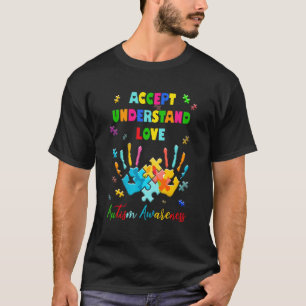 Camiseta Consciência do Autismo Aceite Compreenda Amor Mãe 