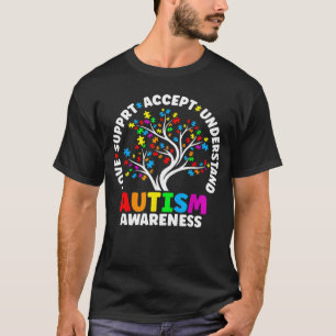 Camiseta Consciência do Autismo Amor Aceitação Suporte Auti