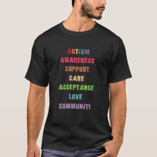 Camiseta Consciência do Autismo Amor Suporte Aceitação Auti