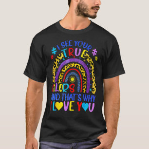 Camiseta Consciência do Autismo Arco-íris Vejo suas Cores V