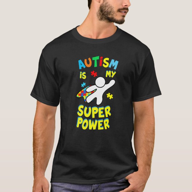 Camiseta Consciência do Autismo Autismo É Meu Super Poder M (Frente)