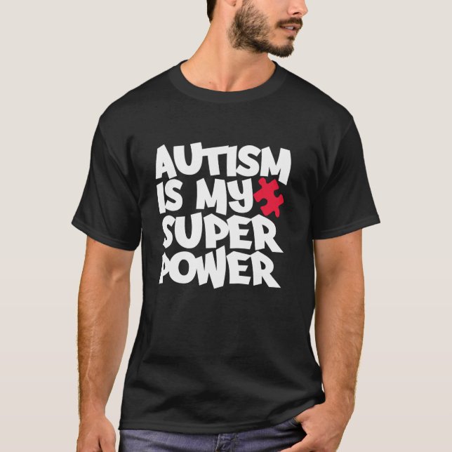 Camiseta Consciência do Autismo - Autismo É Meu Superpoder  (Frente)