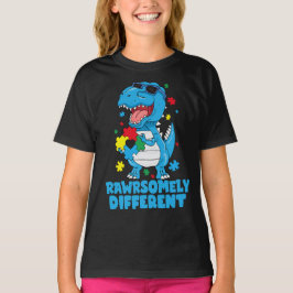 Camiseta Consciência do Autismo Dinossauro Muito Diferente