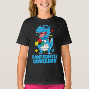Camiseta Consciência do Autismo Dinossauro Muito Diferente