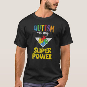 Camiseta Consciência do Autismo É Meu Superpoder Crianças A