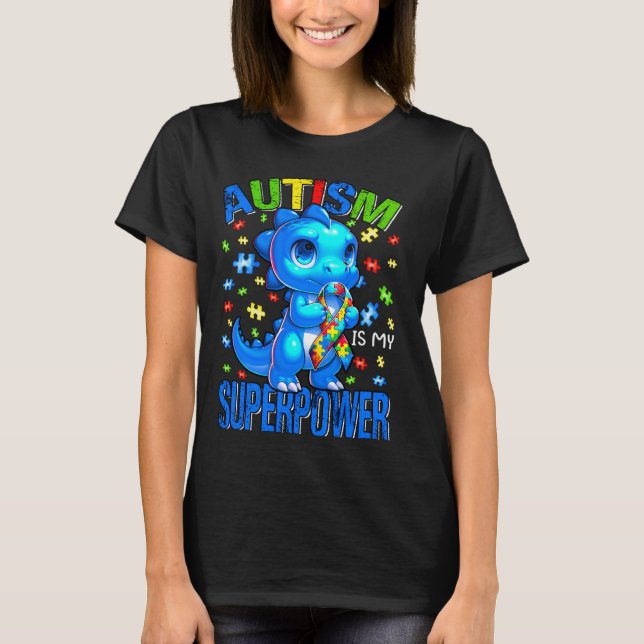 Camiseta Consciência do Autismo É Meu Superpoder Crianças M (Frente)