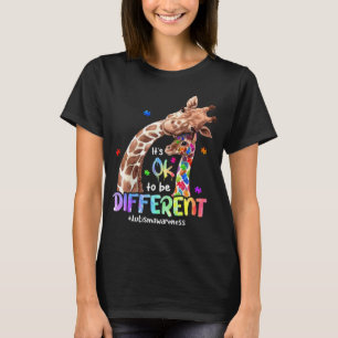 Camiseta Consciência do Autismo É Ok Ser Diferente Giraffe