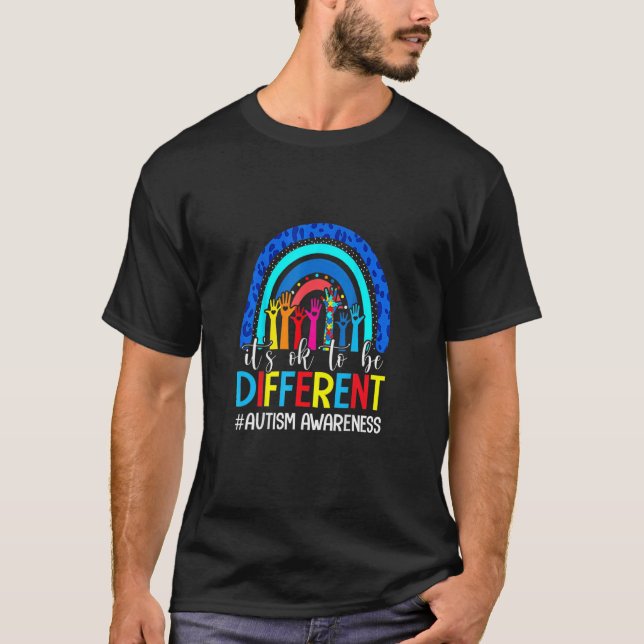 Camiseta Consciência do Autismo É Ok Ser Diferente Leopardo (Frente)