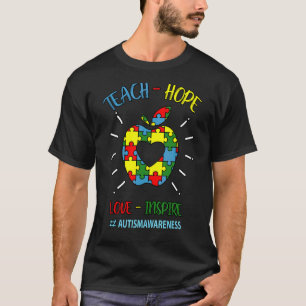 Camiseta Consciência do Autismo Ensine Amor Esperança Inspi