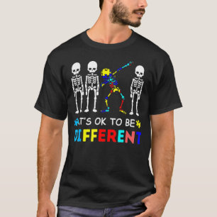 Camiseta Consciência do Autismo Esqueleto Dabbing Está Ok S