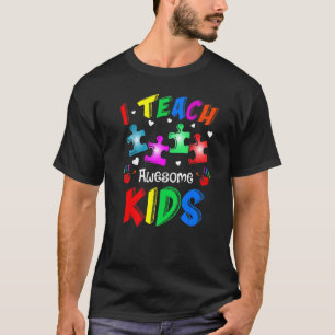 Camiseta Consciência do Autismo Eu Ensino Cores a Crianças 