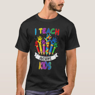 Camiseta Consciência do Autismo Eu Ensino Crianças Incrívei